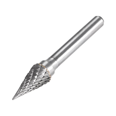 Harfington Tungsten Carbide Double Cut Rotary Burrs File Cone Shape 1/4" Shank 10mm Head