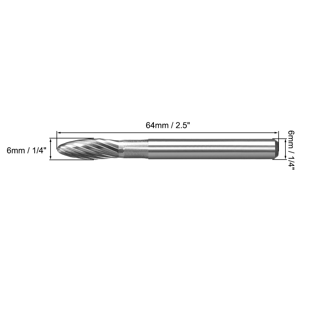 Harfington Tungsten Carbide YG8 Single Cut Rotary Burrs File 6mmOval Shape with 1/4" Shank