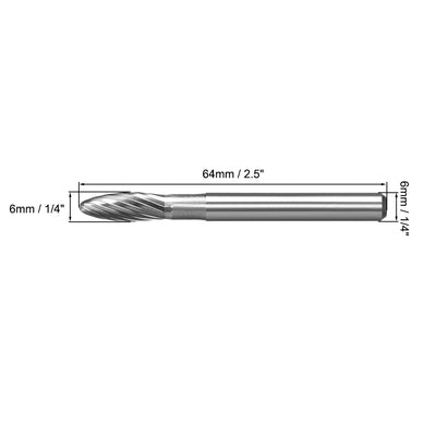 Harfington Tungsten Carbide YG8 Single Cut Rotary Burrs File 6mmOval Shape with 1/4" Shank