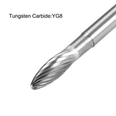 Harfington Tungsten Carbide YG8 Single Cut Rotary Burrs File 6mmOval Shape with 1/4" Shank
