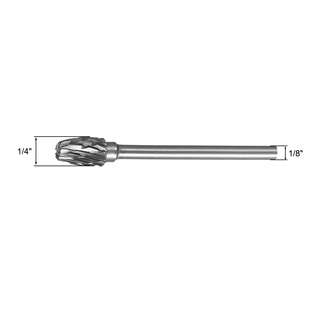 Harfington Rotary Burrs File Double Cut Oval Shape with 1/8" Shank and 1/4" Head Size 3pcs