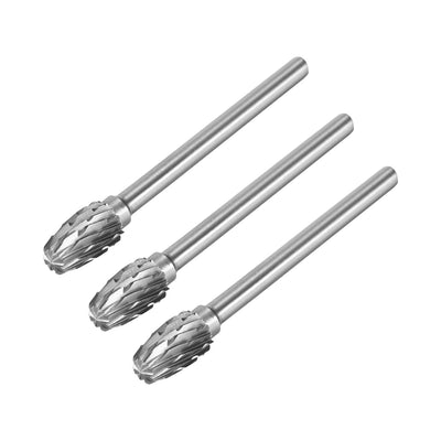 Harfington Rotary Burrs File Double Cut Oval Shape with 1/8" Shank and 1/4" Head Size 3pcs