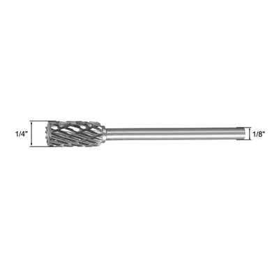 Harfington Rotary Burrs File Double Cut Cylinder Shape w 1/8" Shank and 1/4" Head Size 2pcs