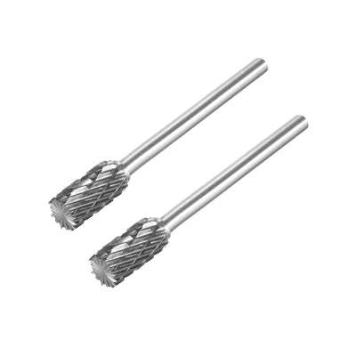 Harfington Rotary Burrs File Double Cut Cylinder Shape w 1/8" Shank and 1/4" Head Size 2pcs