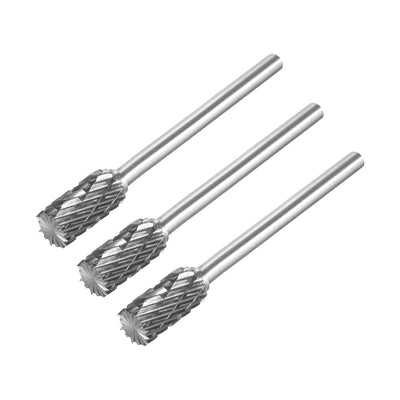 Harfington Rotary Burrs File Double Cut Cylinder Shape w 1/8" Shank and 1/4" Head Size 3pcs