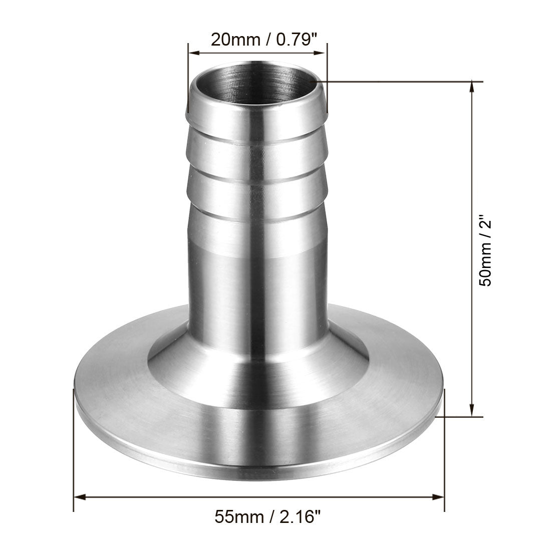 Harfington Clamp Hose Adapter 2.165 Inch Flange to Hose Barb Sanitary Fitting 2Pcs