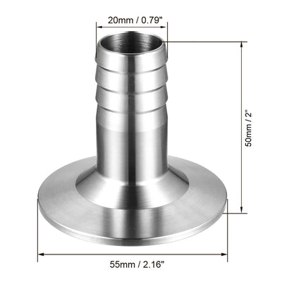 Harfington Clamp Hose Adapter 2.165 Inch Flange to Hose Barb Sanitary Fitting 2Pcs