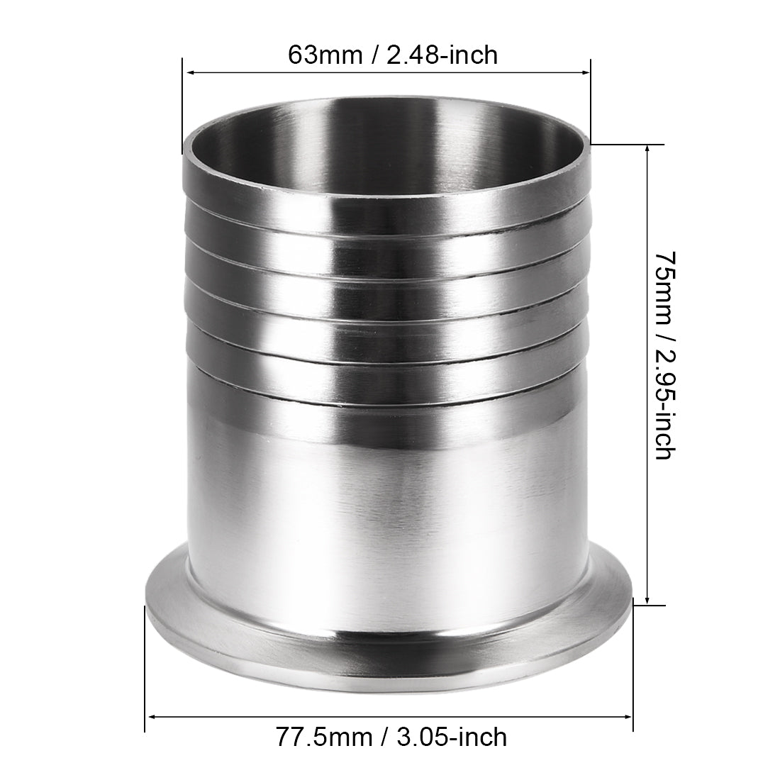 Harfington Clamp Hose Adapter 3.051 Inch Flange to Hose Barb Sanitary Fitting