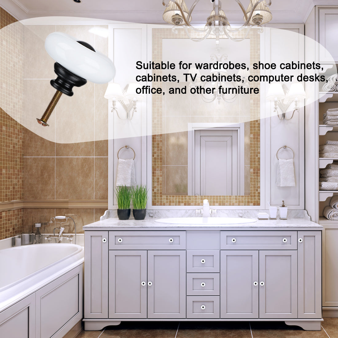 Harfington Ceramic Knob Handle Wood Dresser Wardrobe Cabinet Accessory 8pcs