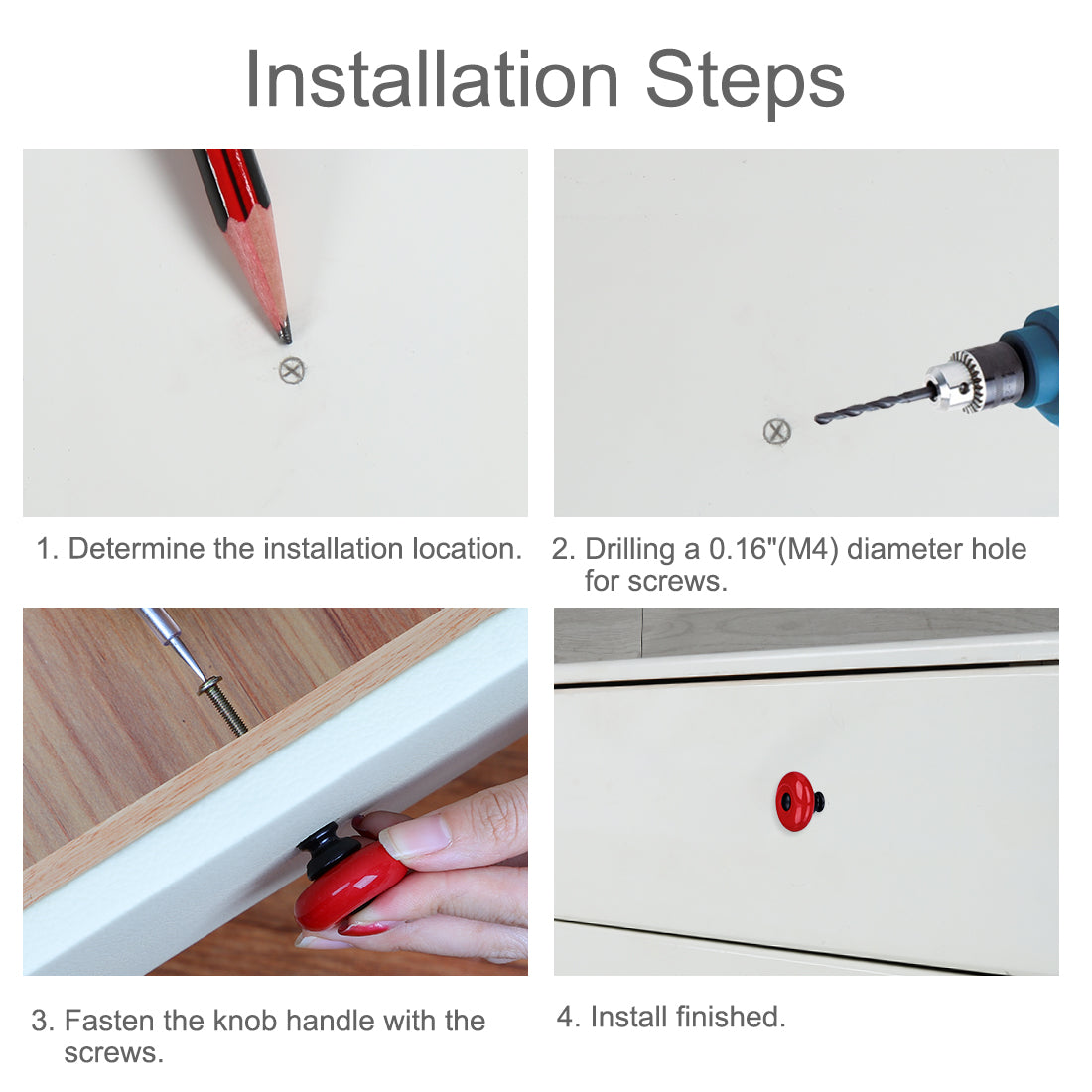 Harfington Ceramic Knob Handle Wood Dresser Wardrobe Cabinet Accessory 8pcs