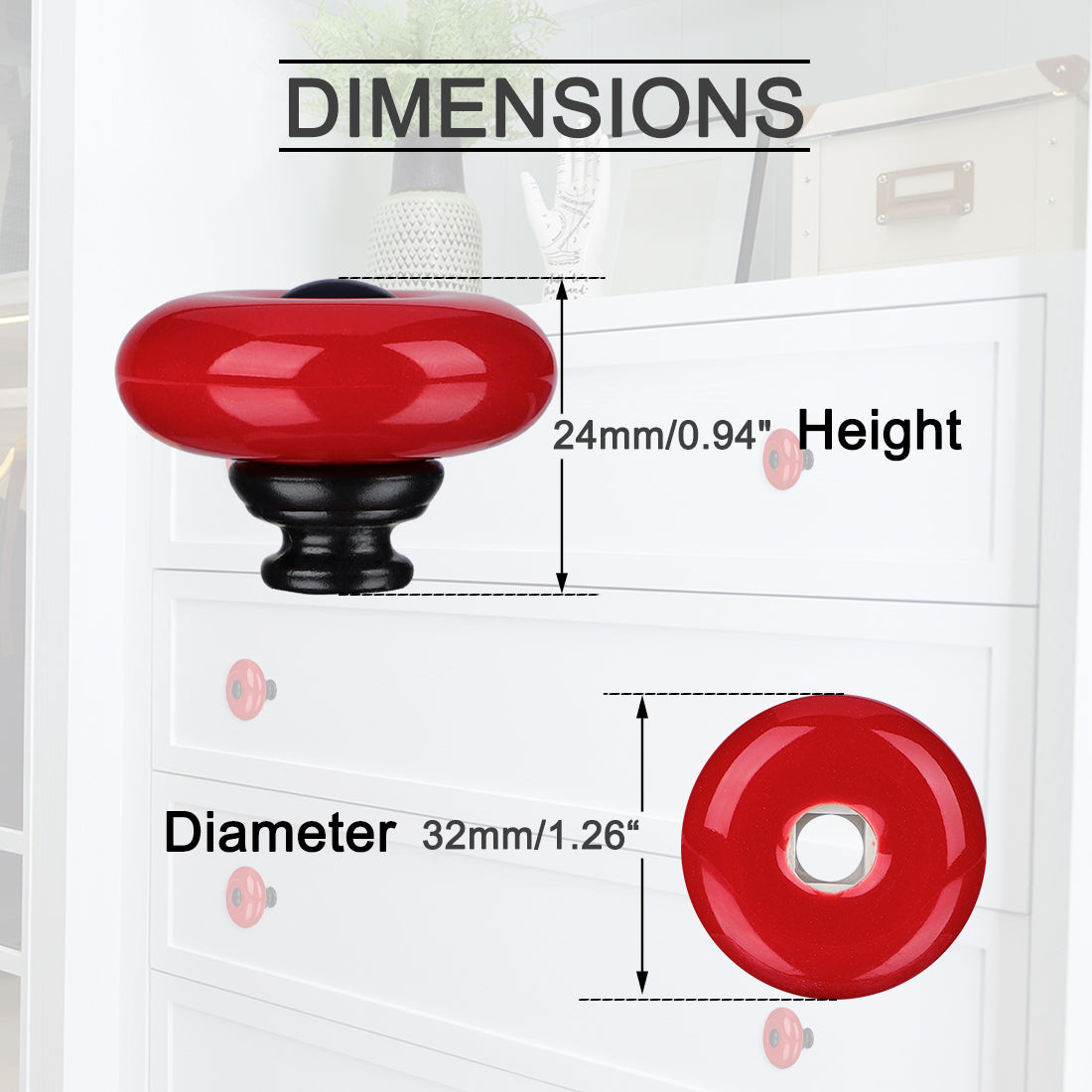 Harfington Ceramic Knob Handle Wood Dresser Wardrobe Cabinet Accessory 8pcs