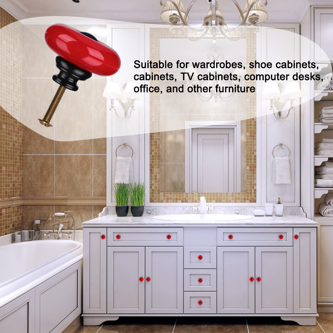 Harfington Ceramic Knob Handle Wood Dresser Wardrobe Cabinet Accessory 8pcs