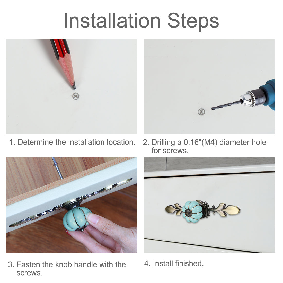 Harfington Ceramic Vintage Knob Cabinet Pumpkin Handle Cupboard Wardrobe 6pcs