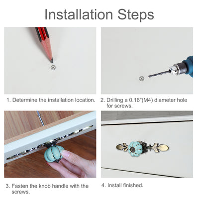 Harfington Ceramic Vintage Knob Cabinet Pumpkin Handle Cupboard Wardrobe 6pcs