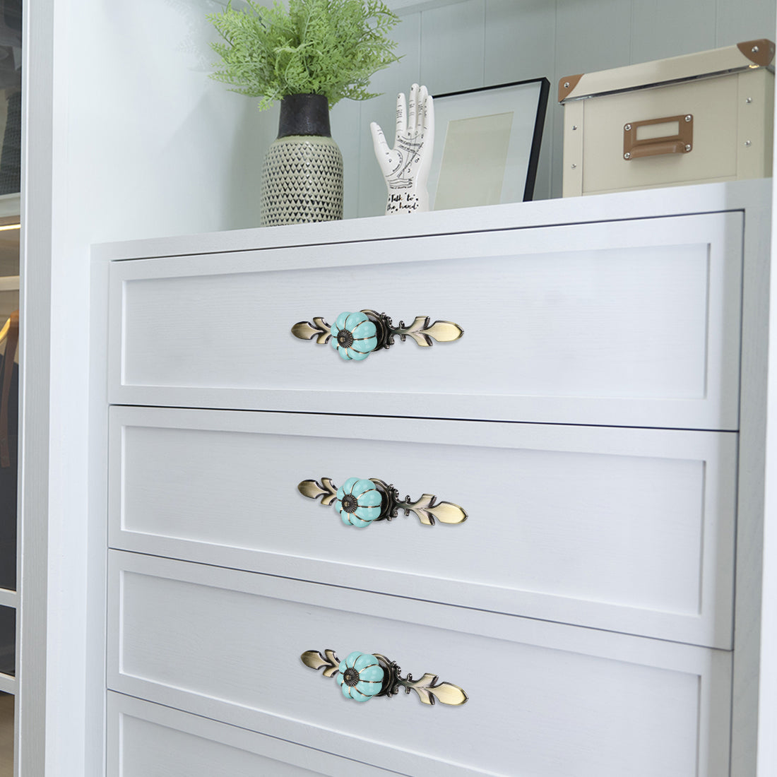 Harfington Ceramic Vintage Knob Cabinet Pumpkin Handle Cupboard Wardrobe 6pcs