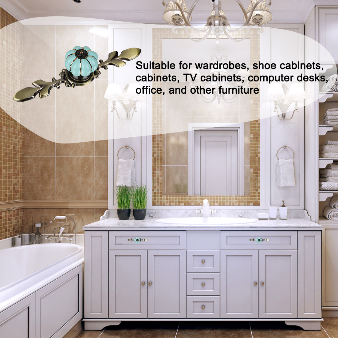 Harfington Ceramic Vintage Knob Cabinet Pumpkin Handle Cupboard Wardrobe 6pcs