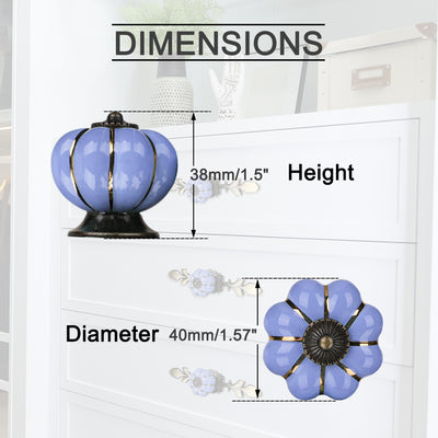 Harfington Ceramic Vintage Knob Cabinet Pumpkin Handle Cupboard Wardrobe 6pcs