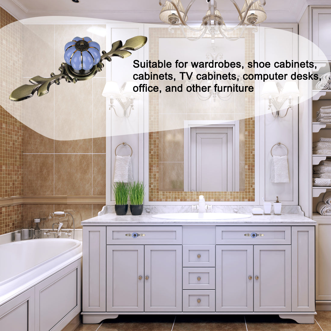 Harfington Ceramic Vintage Knob Cabinet Pumpkin Handle Cupboard Wardrobe 6pcs