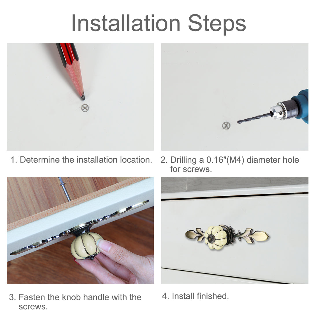 Harfington Ceramic Vintage Knob Cabinet Pumpkin Handle Cupboard Wardrobe 6pcs