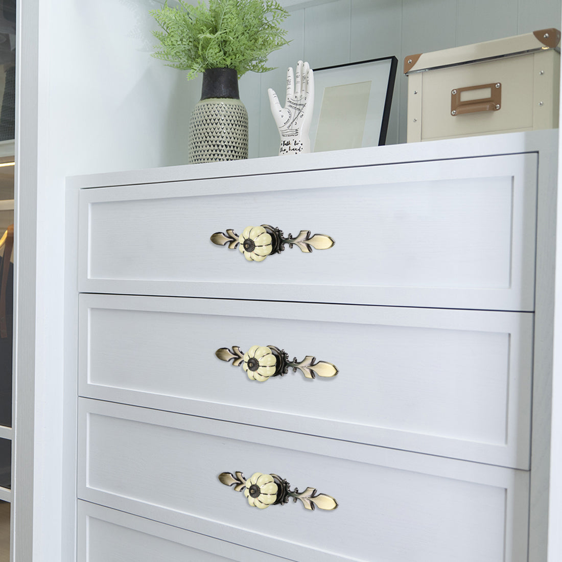 Harfington Ceramic Vintage Knob Cabinet Pumpkin Handle Cupboard Wardrobe 6pcs