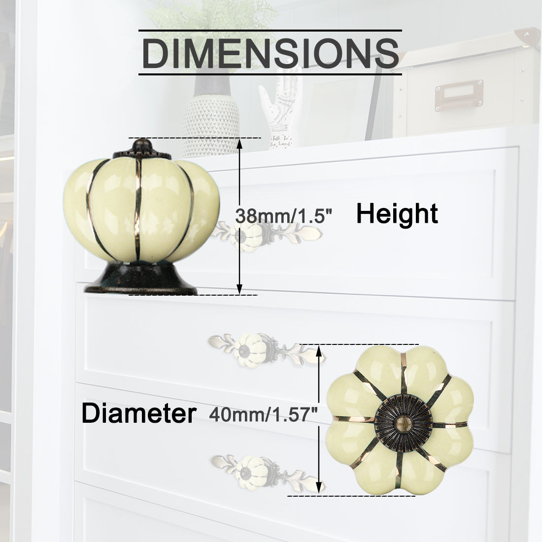 Harfington Ceramic Vintage Knob Cabinet Pumpkin Handle Cupboard Wardrobe 6pcs