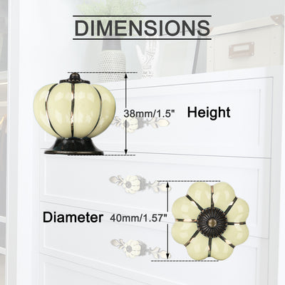 Harfington Ceramic Vintage Knob Cabinet Pumpkin Handle Cupboard Wardrobe 6pcs