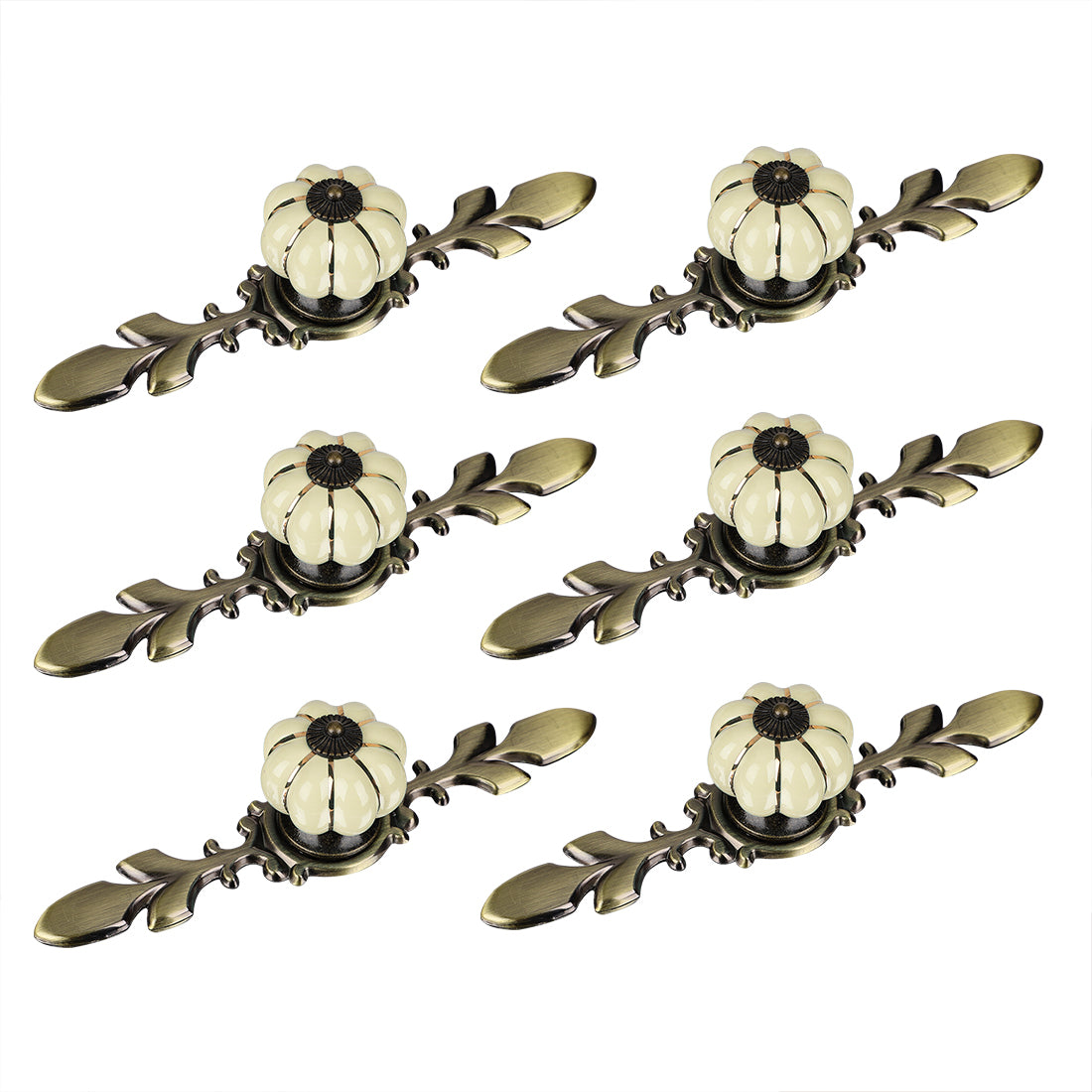 Harfington Ceramic Vintage Knob Cabinet Pumpkin Handle Cupboard Wardrobe 6pcs