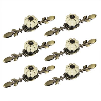 Harfington Ceramic Vintage Knob Cabinet Pumpkin Handle Cupboard Wardrobe 6pcs