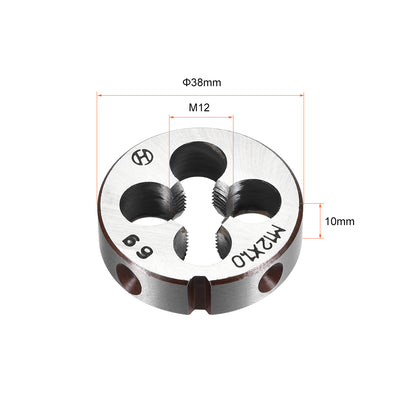 Harfington M12 X 1 Metric Round Die Machine Thread Threading Die 38mm OD Alloy Steel Right Hand