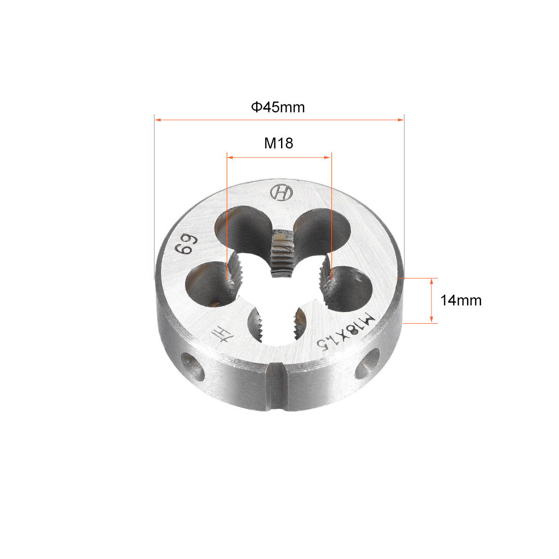 Harfington M18 X 1.5 Round Die Left-hand Thread Machine Threading Die 45mm OD Alloy Steel