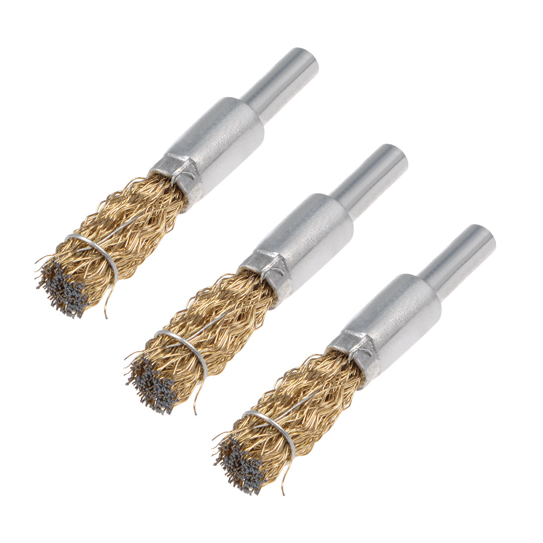 Harfington 10mm Wire Wheel Brush Cup Copper Plated Crimped Steel with Shank 0.012-inch Wire Dia 3 Pcs
