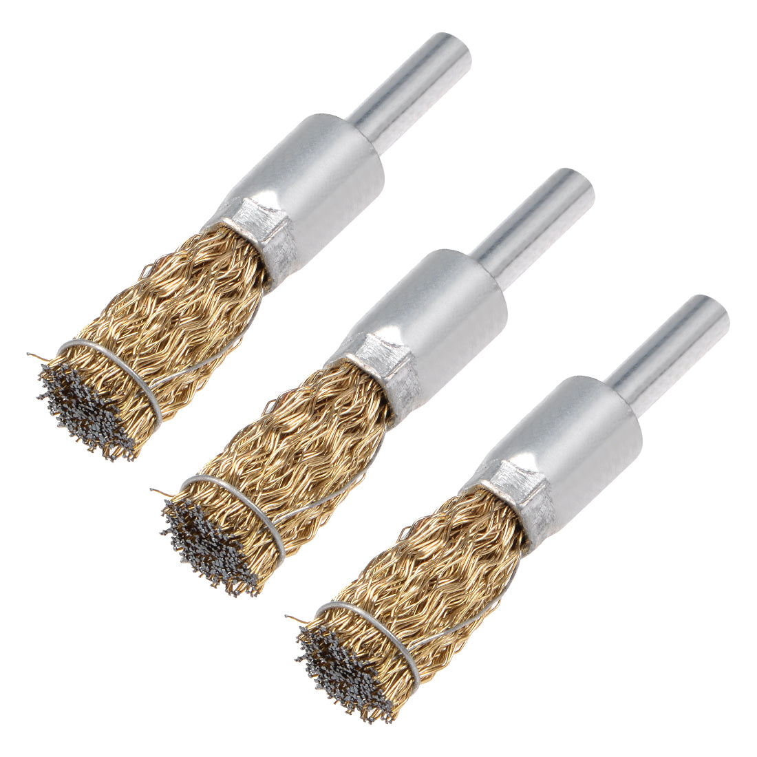 Harfington 12mm Wire Wheel Brush Cup Copper Plated Crimped Steel with Shank 0.012-inch Wire Dia 3 Pcs