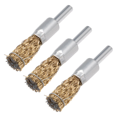 Harfington 12mm Wire Wheel Brush Cup Copper Plated Crimped Steel with Shank 0.012-inch Wire Dia 3 Pcs
