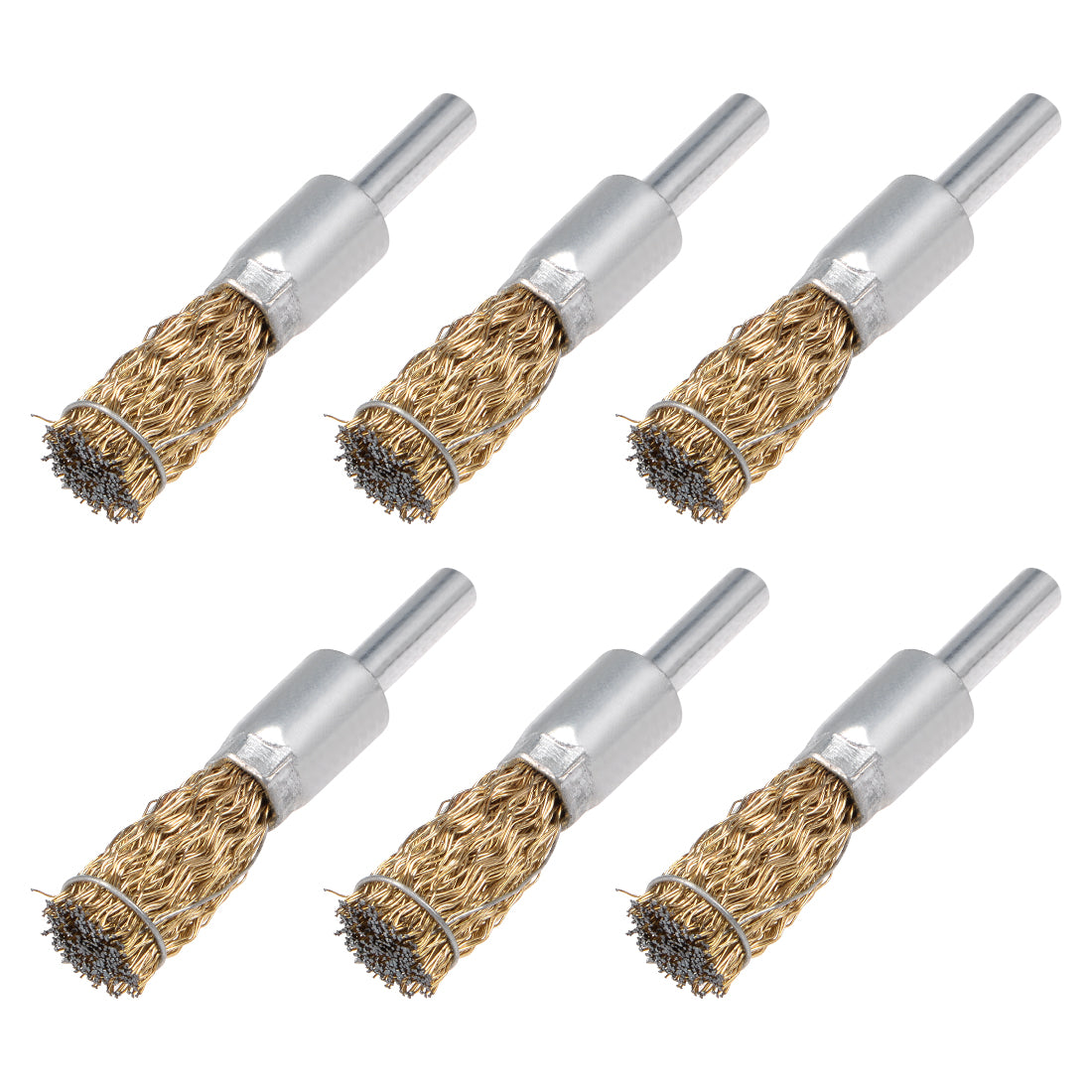 Harfington 12mm Wire Wheel Brush Cup Copper Plated Crimped Steel with Shank 0.012-inch Wire Dia 6 Pcs