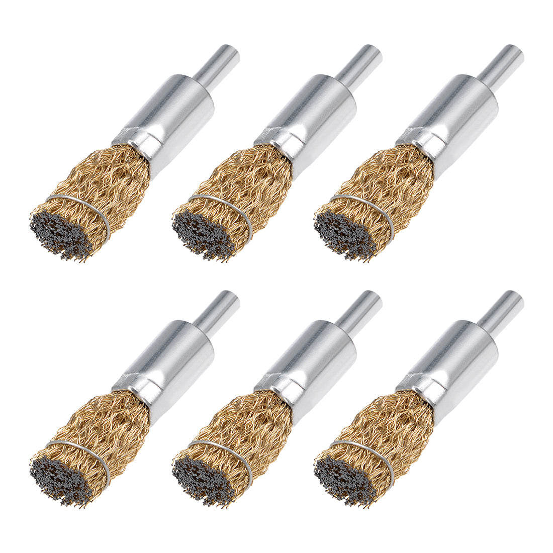 Harfington 16mm Wire Wheel Brush Cup Copper Plated Crimped Steel with Shank 0.012-inch Wire Dia 6 Pcs