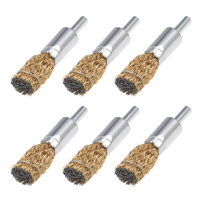 Harfington 16mm Wire Wheel Brush Cup Copper Plated Crimped Steel with Shank 0.012-inch Wire Dia 6 Pcs