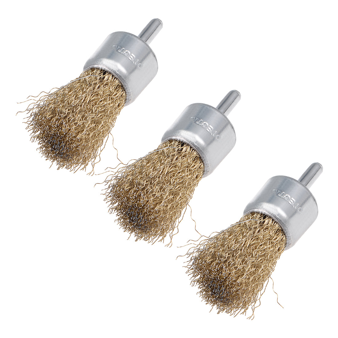 Harfington 1-Inch Wire Wheel Brush Cup Copper Plated Crimped Steel with Shank 0.012-inch Wire Dia 3 Pcs