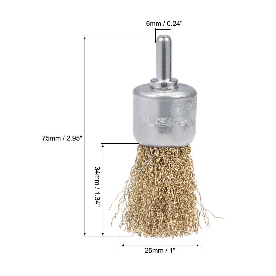 Harfington 1-Inch Wire Wheel Brush Cup Copper Plated Crimped Steel with Shank 0.012-inch Wire Dia 6 Pcs