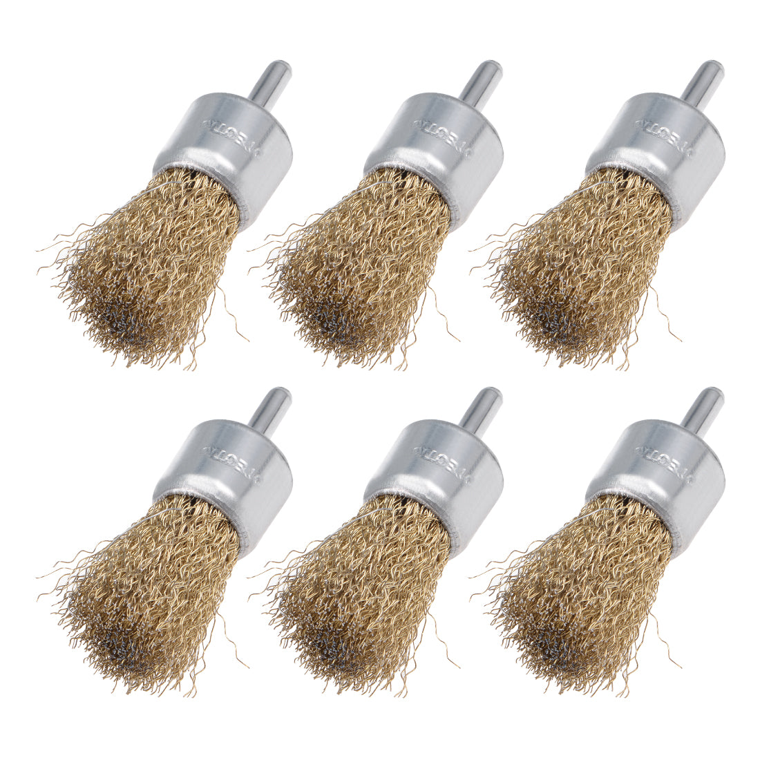 Harfington 1-Inch Wire Wheel Brush Cup Copper Plated Crimped Steel with Shank 0.012-inch Wire Dia 6 Pcs