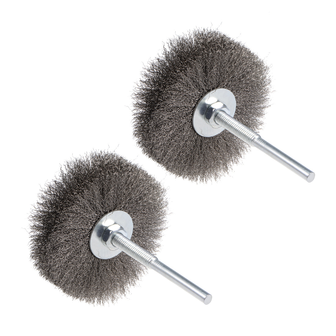 Harfington Wire Wheel Brush with Shank Bench Stainless Steel Crimped 3.35-Inch Wheel Dia for Removing Rust Polishing Metals 2 Pcs
