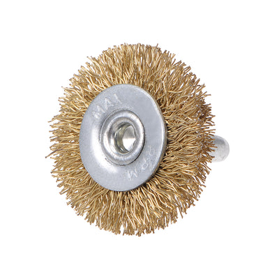 Harfington Wire Wheel Brush with Shank Bench Copper Plated Crimped Steel 1-1/2Inch Wheel  0.012-inch Wire Dia 6 Pcs