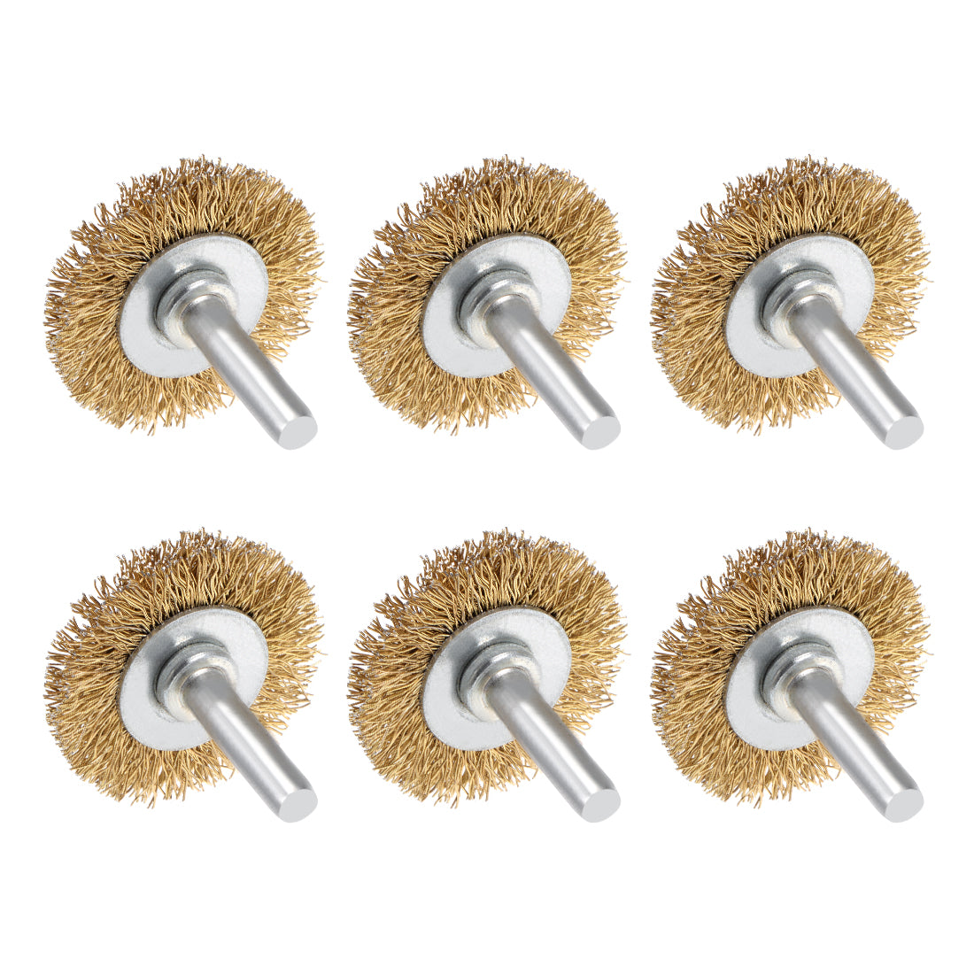 Harfington Wire Wheel Brush with Shank Bench Copper Plated Crimped Steel 1-1/2Inch Wheel  0.012-inch Wire Dia 6 Pcs