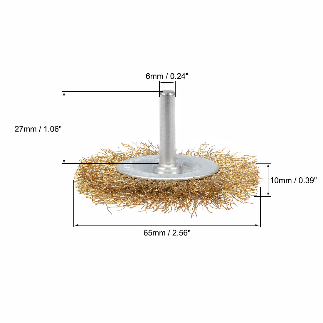 Harfington Wire Wheel Brush with Shank Bench Copper Plated Crimped Steel 2-1/2Inch Wheel 0.012-inch Wire Dia 6 Pcs