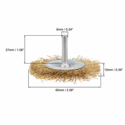 Harfington Wire Wheel Brush with Shank Bench Copper Plated Crimped Steel 2-1/2Inch Wheel 0.012-inch Wire Dia 6 Pcs