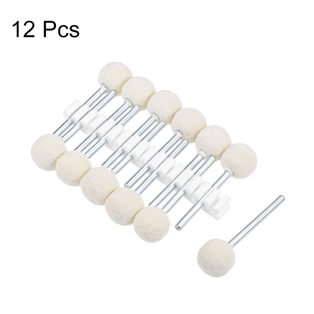 Harfington 12mm Wool Felt Mounted Points Ball Polishing Buffing Wheels Grinding Head 12 Pcs