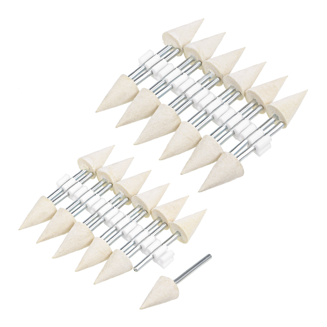 Harfington 12mm Wool Felt Mounted Points Conical Polishing Buffing Wheels 24 Pcs