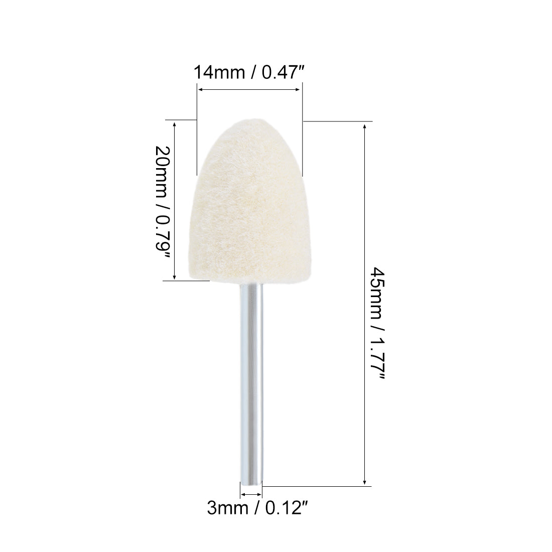 Harfington 14mm Wool Felt Mounted Points Tapered Polishing Buffing Wheels 16 Pcs