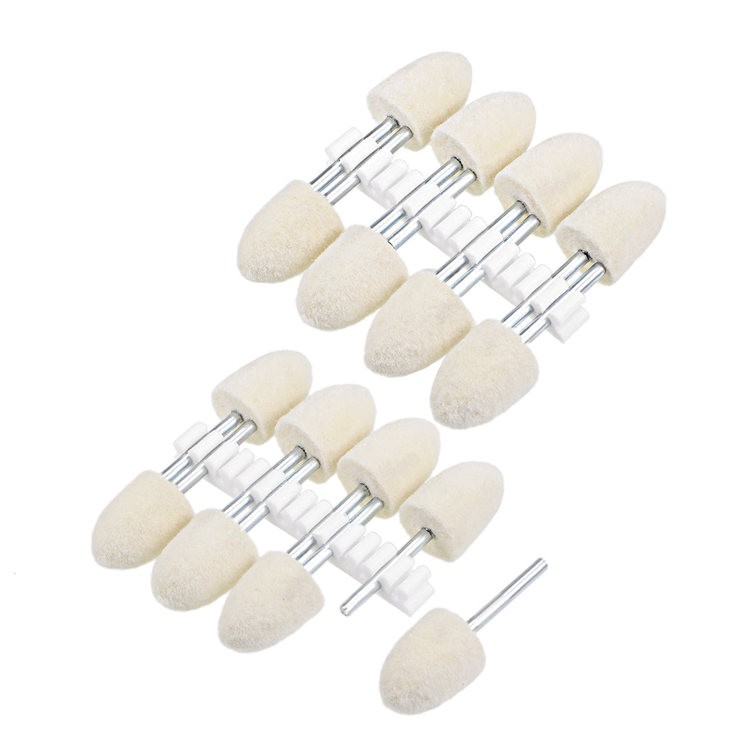 Harfington 14mm Wool Felt Mounted Points Tapered Polishing Buffing Wheels 16 Pcs