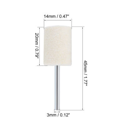 Harfington 14mm Wool Felt Mounted Points Cylinder Polishing Buffing Wheels 8 Pcs
