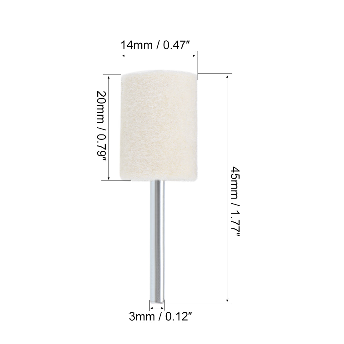 Harfington 14mm Wool Felt Mounted Points Cylinder Polishing Buffing Wheels 16 Pcs
